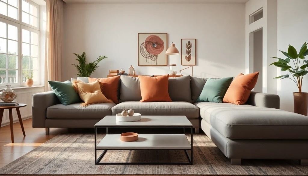 Entdecken Sie ein ecksofa mit schlaffunktion in einem modernen Wohnzimmer mit stilvollen Akzenten.