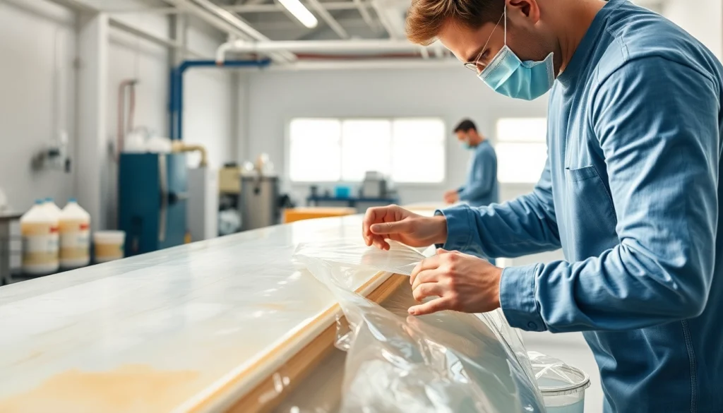 Applying infusion resins in a professional workshop setting for advanced composite manufacturing.