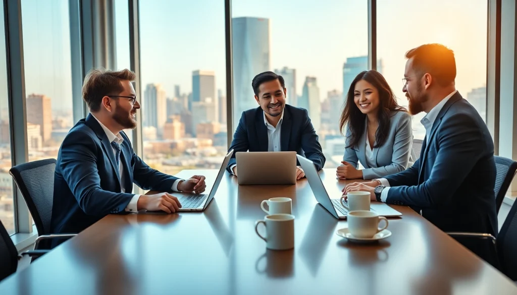 Entrepreneurs discuss plans to launchsuccessfulstartup in a modern office environment.