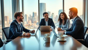 Entrepreneurs discuss plans to launchsuccessfulstartup in a modern office environment.