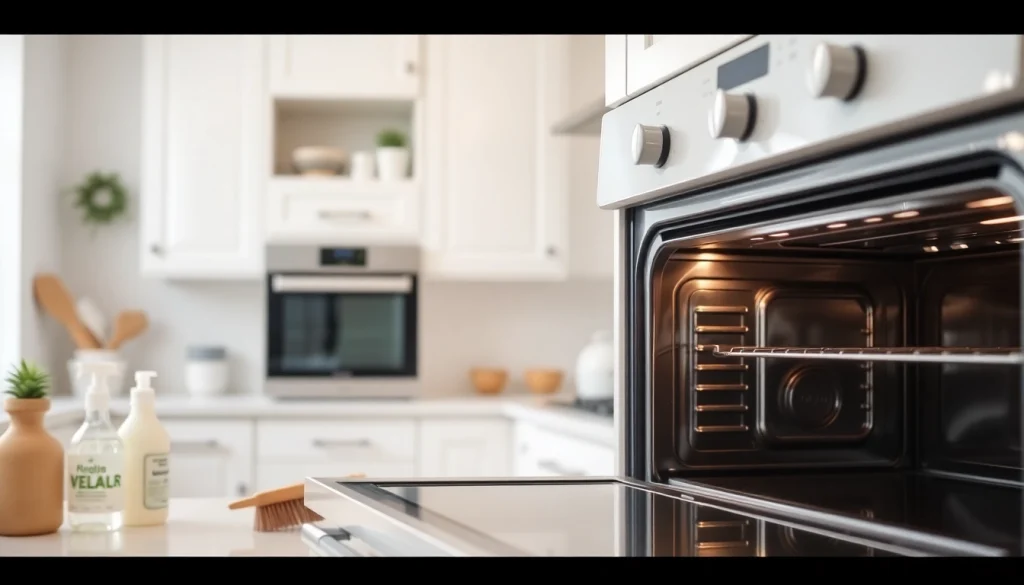 Oven cleaning dubai service showcasing a spotless oven in a bright kitchen environment.