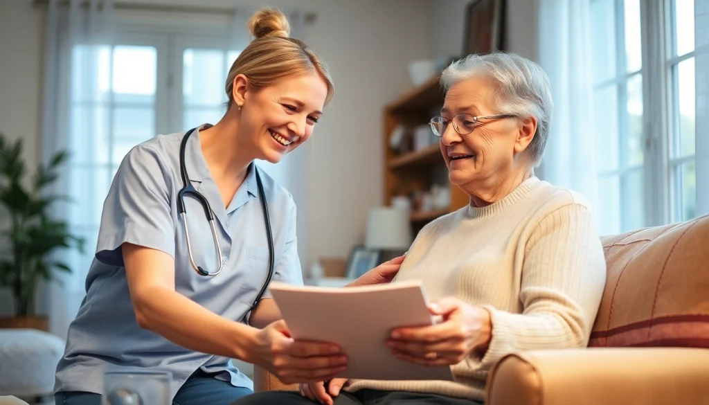 Engaging scene featuring senior caregivers austin tx assisting an elderly client with daily activities in a cozy setting.