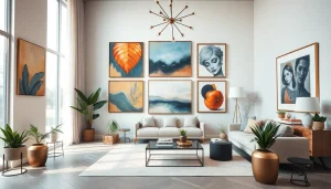 Enhance your space with art and decor in a stylish, contemporary living room.