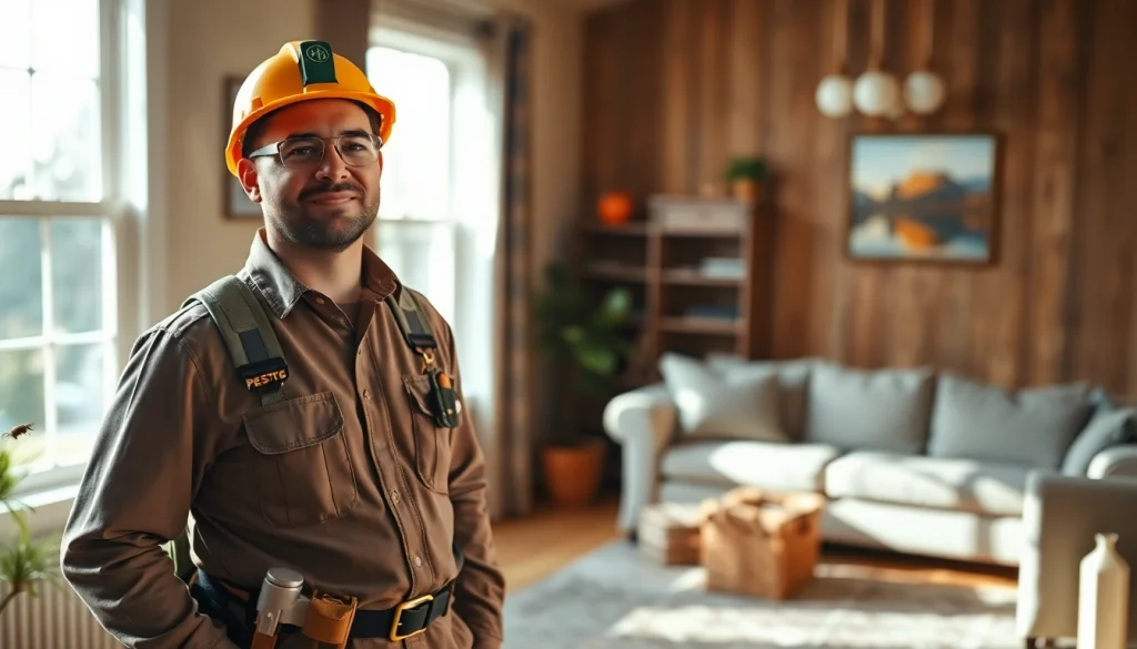 Pest control near me with professional technician examining a home for pests effectively.
