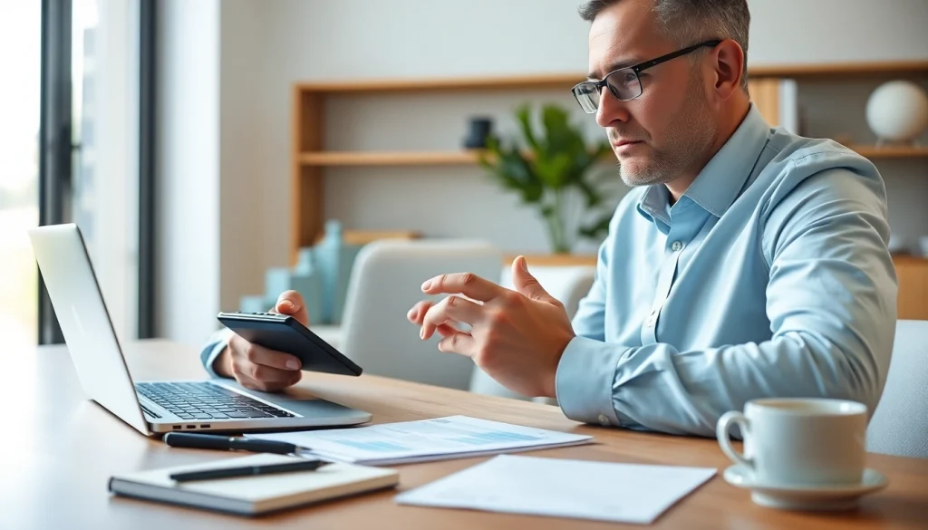 Calculate your fees with the Real Estate Commission Calculator BC in a modern office setting.