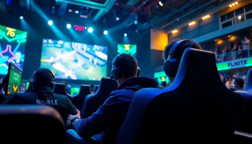메이저사이트에서의 esports 게임 장면, 플레이어와 기술 장비가 조화를 이루는 모습