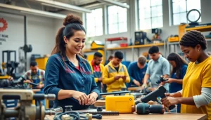 Students actively learning at a trade school in Tennessee, showcasing practical skills in a workshop setting.