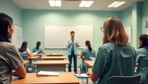 Asista a Unidades de educación continua de enfermería en un aula profesional.