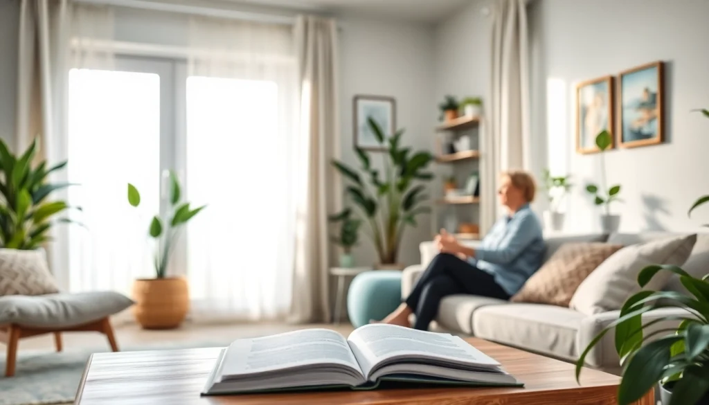 Engaging therapist addressing depression in a serene, inviting environment.