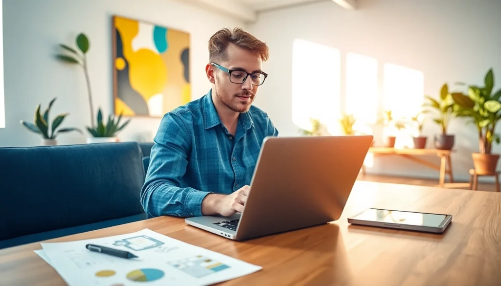 Enhance your kc web design with a creative professional in a vibrant workspace.