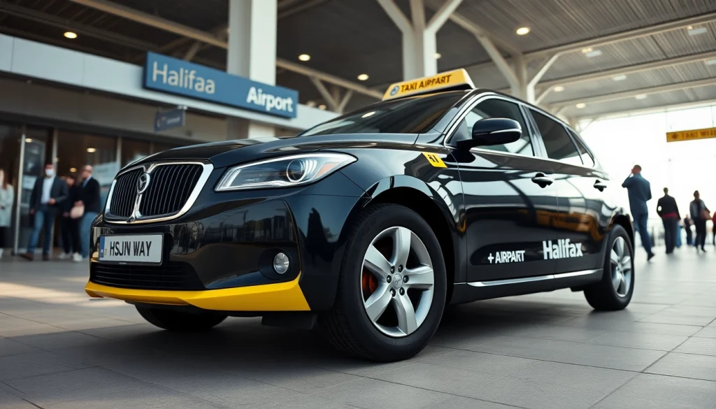 Halifax airport taxis providing a stylish ride in front of the airport terminal.